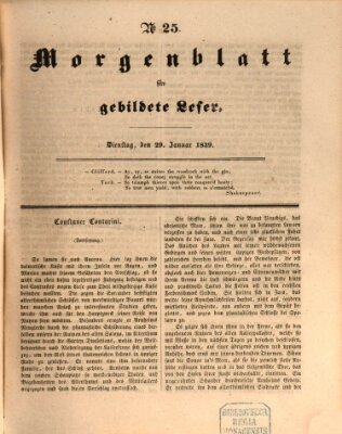 Morgenblatt für gebildete Leser (Morgenblatt für gebildete Stände) Dienstag 29. Januar 1839