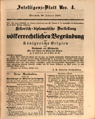 Morgenblatt für gebildete Leser (Morgenblatt für gebildete Stände) Mittwoch 20. Februar 1839