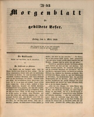 Morgenblatt für gebildete Leser (Morgenblatt für gebildete Stände) Freitag 1. März 1839