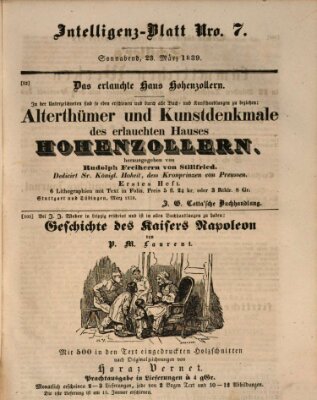 Morgenblatt für gebildete Leser (Morgenblatt für gebildete Stände) Samstag 23. März 1839