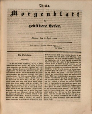 Morgenblatt für gebildete Leser (Morgenblatt für gebildete Stände) Montag 8. April 1839