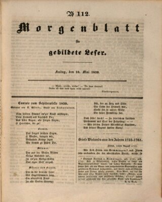 Morgenblatt für gebildete Leser (Morgenblatt für gebildete Stände) Freitag 10. Mai 1839