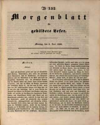 Morgenblatt für gebildete Leser (Morgenblatt für gebildete Stände) Montag 3. Juni 1839