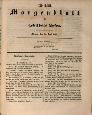 Morgenblatt für gebildete Leser (Morgenblatt für gebildete Stände) Montag 10. Juni 1839