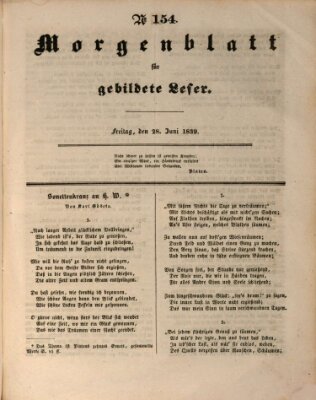 Morgenblatt für gebildete Leser (Morgenblatt für gebildete Stände) Freitag 28. Juni 1839