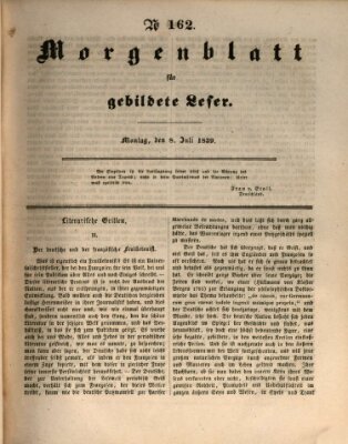 Morgenblatt für gebildete Leser (Morgenblatt für gebildete Stände) Montag 8. Juli 1839