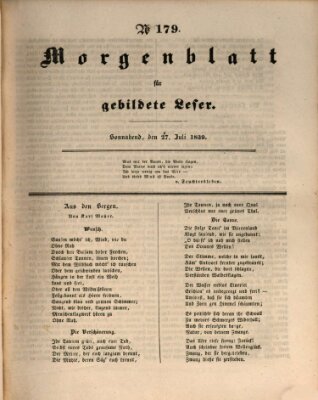 Morgenblatt für gebildete Leser (Morgenblatt für gebildete Stände) Samstag 27. Juli 1839