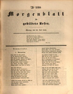 Morgenblatt für gebildete Leser (Morgenblatt für gebildete Stände) Montag 29. Juli 1839