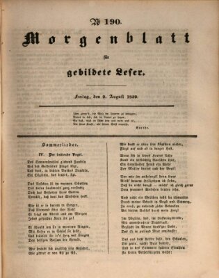 Morgenblatt für gebildete Leser (Morgenblatt für gebildete Stände) Freitag 9. August 1839