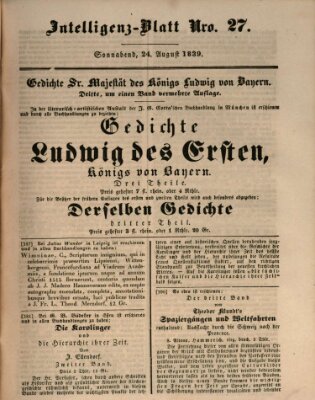 Morgenblatt für gebildete Leser (Morgenblatt für gebildete Stände) Samstag 24. August 1839