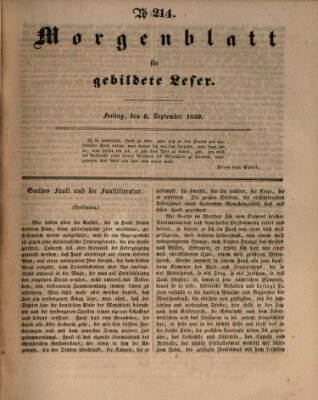 Morgenblatt für gebildete Leser (Morgenblatt für gebildete Stände) Freitag 6. September 1839