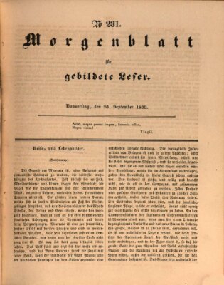 Morgenblatt für gebildete Leser (Morgenblatt für gebildete Stände) Donnerstag 26. September 1839