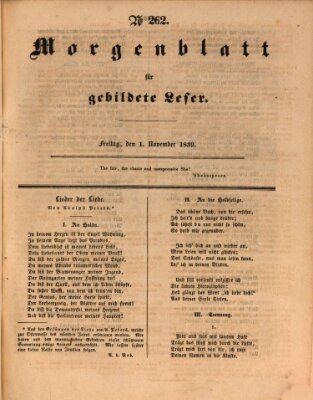 Morgenblatt für gebildete Leser (Morgenblatt für gebildete Stände) Freitag 1. November 1839