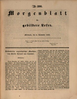 Morgenblatt für gebildete Leser (Morgenblatt für gebildete Stände) Mittwoch 6. November 1839