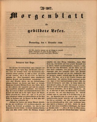 Morgenblatt für gebildete Leser (Morgenblatt für gebildete Stände) Donnerstag 7. November 1839