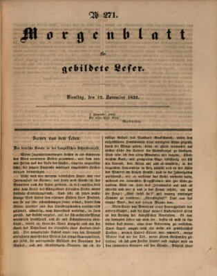 Morgenblatt für gebildete Leser (Morgenblatt für gebildete Stände) Dienstag 12. November 1839