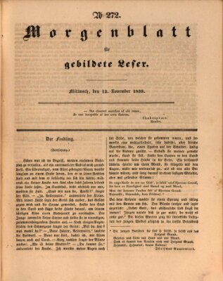 Morgenblatt für gebildete Leser (Morgenblatt für gebildete Stände) Mittwoch 13. November 1839