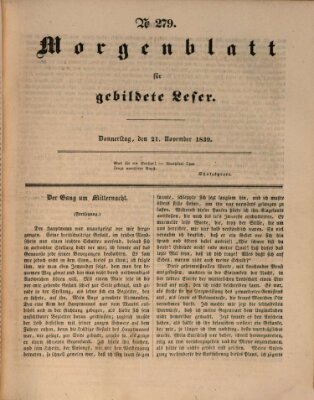 Morgenblatt für gebildete Leser (Morgenblatt für gebildete Stände) Donnerstag 21. November 1839
