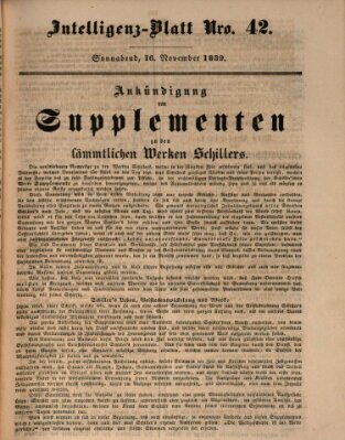 Morgenblatt für gebildete Leser (Morgenblatt für gebildete Stände) Samstag 16. November 1839