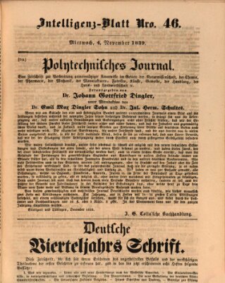 Morgenblatt für gebildete Leser (Morgenblatt für gebildete Stände) Montag 4. November 1839