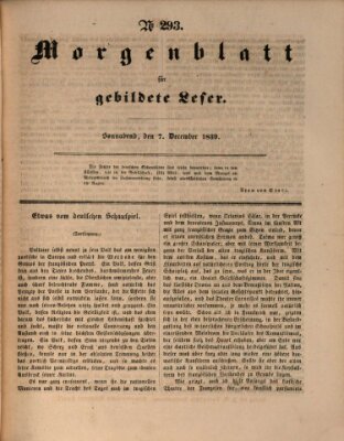 Morgenblatt für gebildete Leser (Morgenblatt für gebildete Stände) Samstag 7. Dezember 1839