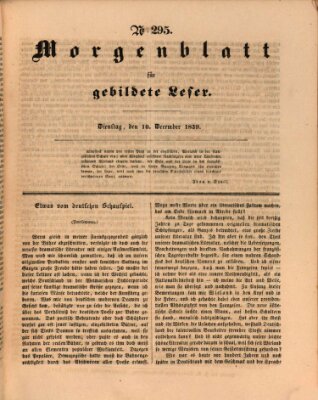 Morgenblatt für gebildete Leser (Morgenblatt für gebildete Stände) Dienstag 10. Dezember 1839