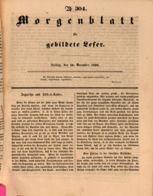 Morgenblatt für gebildete Leser (Morgenblatt für gebildete Stände) Freitag 20. Dezember 1839