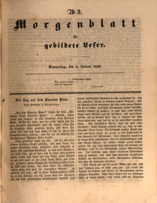 Morgenblatt für gebildete Leser (Morgenblatt für gebildete Stände) Donnerstag 2. Januar 1840