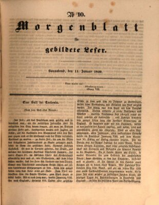 Morgenblatt für gebildete Leser (Morgenblatt für gebildete Stände) Samstag 11. Januar 1840