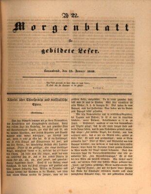 Morgenblatt für gebildete Leser (Morgenblatt für gebildete Stände) Samstag 25. Januar 1840