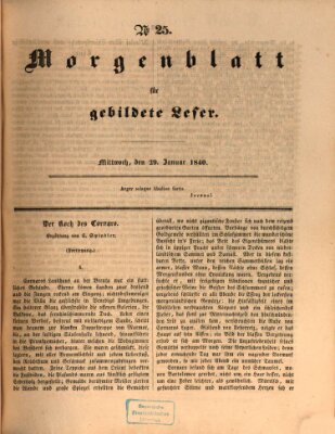 Morgenblatt für gebildete Leser (Morgenblatt für gebildete Stände) Mittwoch 29. Januar 1840