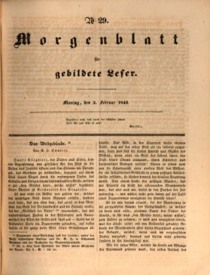 Morgenblatt für gebildete Leser (Morgenblatt für gebildete Stände) Montag 3. Februar 1840