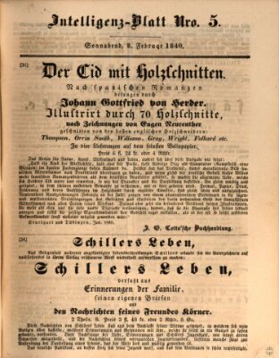 Morgenblatt für gebildete Leser (Morgenblatt für gebildete Stände) Samstag 8. Februar 1840