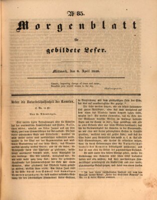 Morgenblatt für gebildete Leser (Morgenblatt für gebildete Stände) Mittwoch 8. April 1840