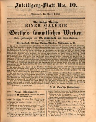 Morgenblatt für gebildete Leser (Morgenblatt für gebildete Stände) Mittwoch 15. April 1840