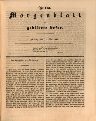 Morgenblatt für gebildete Leser (Morgenblatt für gebildete Stände) Montag 11. Mai 1840