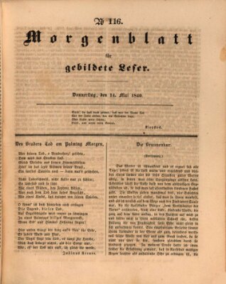 Morgenblatt für gebildete Leser (Morgenblatt für gebildete Stände) Donnerstag 14. Mai 1840