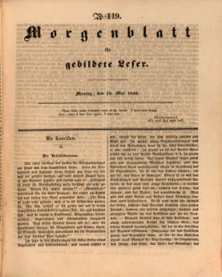 Morgenblatt für gebildete Leser (Morgenblatt für gebildete Stände) Montag 18. Mai 1840