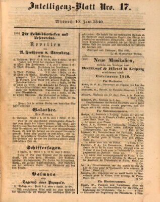 Morgenblatt für gebildete Leser (Morgenblatt für gebildete Stände) Mittwoch 10. Juni 1840