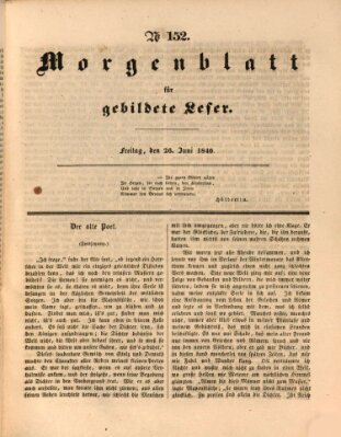 Morgenblatt für gebildete Leser (Morgenblatt für gebildete Stände) Freitag 26. Juni 1840