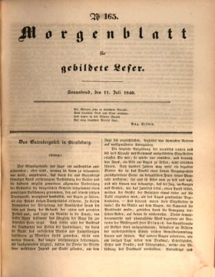 Morgenblatt für gebildete Leser (Morgenblatt für gebildete Stände) Samstag 11. Juli 1840