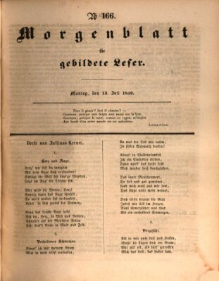 Morgenblatt für gebildete Leser (Morgenblatt für gebildete Stände) Montag 13. Juli 1840