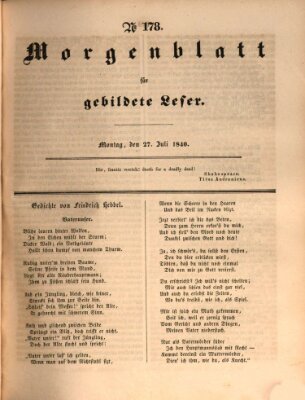 Morgenblatt für gebildete Leser (Morgenblatt für gebildete Stände) Montag 27. Juli 1840