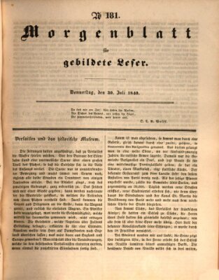 Morgenblatt für gebildete Leser (Morgenblatt für gebildete Stände) Donnerstag 30. Juli 1840