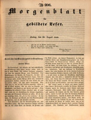 Morgenblatt für gebildete Leser (Morgenblatt für gebildete Stände) Freitag 28. August 1840