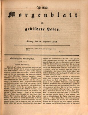 Morgenblatt für gebildete Leser (Morgenblatt für gebildete Stände) Montag 28. September 1840