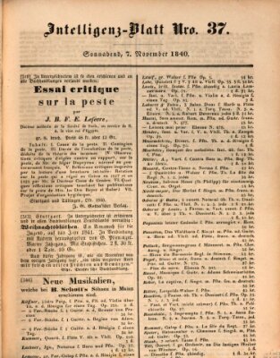 Morgenblatt für gebildete Leser (Morgenblatt für gebildete Stände) Samstag 7. November 1840