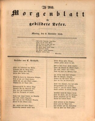 Morgenblatt für gebildete Leser (Morgenblatt für gebildete Stände) Montag 9. November 1840