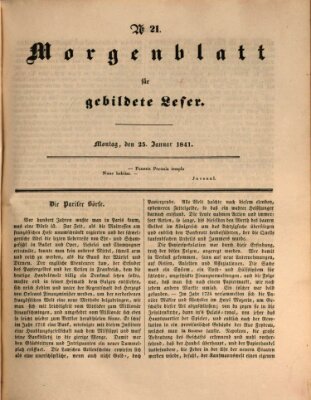 Morgenblatt für gebildete Leser (Morgenblatt für gebildete Stände) Montag 25. Januar 1841