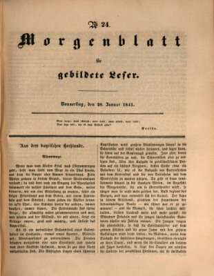 Morgenblatt für gebildete Leser (Morgenblatt für gebildete Stände) Donnerstag 28. Januar 1841